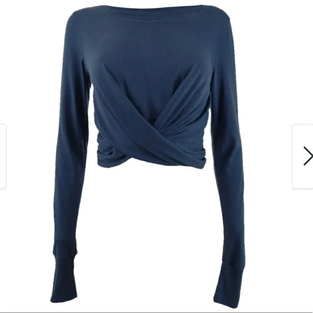 NWT Free People FP Movement Undertow Long Sleeve Cropped Tee in Navy
